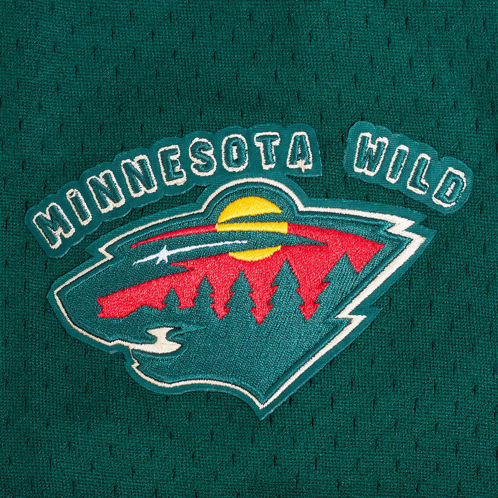 NHL MINNESOTA WILD CLASSIC MESH BUTTON DOWN SHIRT (FOREST GREEN)