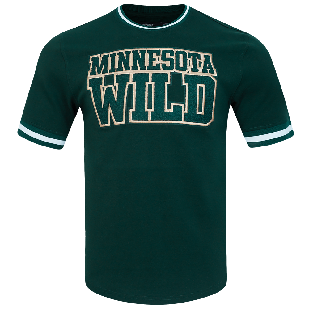 NHL MINNESOTA WILD CLASSIC CHENILLE T-SHIRT EN MAILLE DOUBLE POUR HOMME (VERT FORÊT)