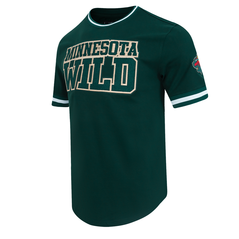 NHL MINNESOTA WILD CLASSIC CHENILLE T-SHIRT EN MAILLE DOUBLE POUR HOMME (VERT FORÊT)