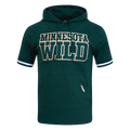 NHL MINNESOTA WILD CLASSIC CHENILLE CHANDAIL À CAPUCHON EN MAILLE DOUBLE À MANCHES COURTES POUR HOMME (VERT FORÊT)
