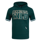 NHL MINNESOTA WILD CLASSIC CHENILLE CHANDAIL À CAPUCHON EN MAILLE DOUBLE À MANCHES COURTES POUR HOMME (VERT FORÊT)