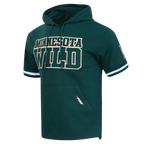 NHL MINNESOTA WILD CLASSIC CHENILLE CHANDAIL À CAPUCHON EN MAILLE DOUBLE À MANCHES COURTES POUR HOMME (VERT FORÊT)