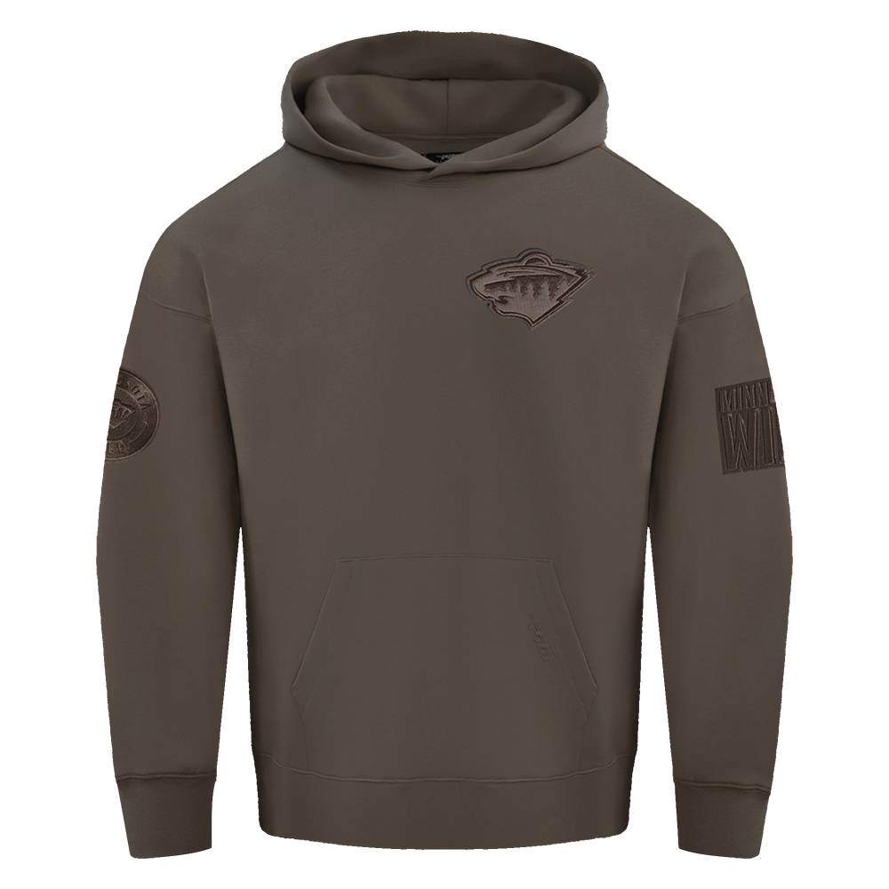 NHL MINNESOTA WILD NEUTRAL CHANDAIL À CAPUCHON EN MOLLETON À ÉPAULES TOMBANTES POUR HOMME (TAUPE FONCÉ)