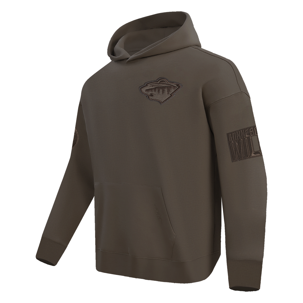 NHL MINNESOTA WILD NEUTRAL CHANDAIL À CAPUCHON EN MOLLETON À ÉPAULES TOMBANTES POUR HOMME (TAUPE FONCÉ)