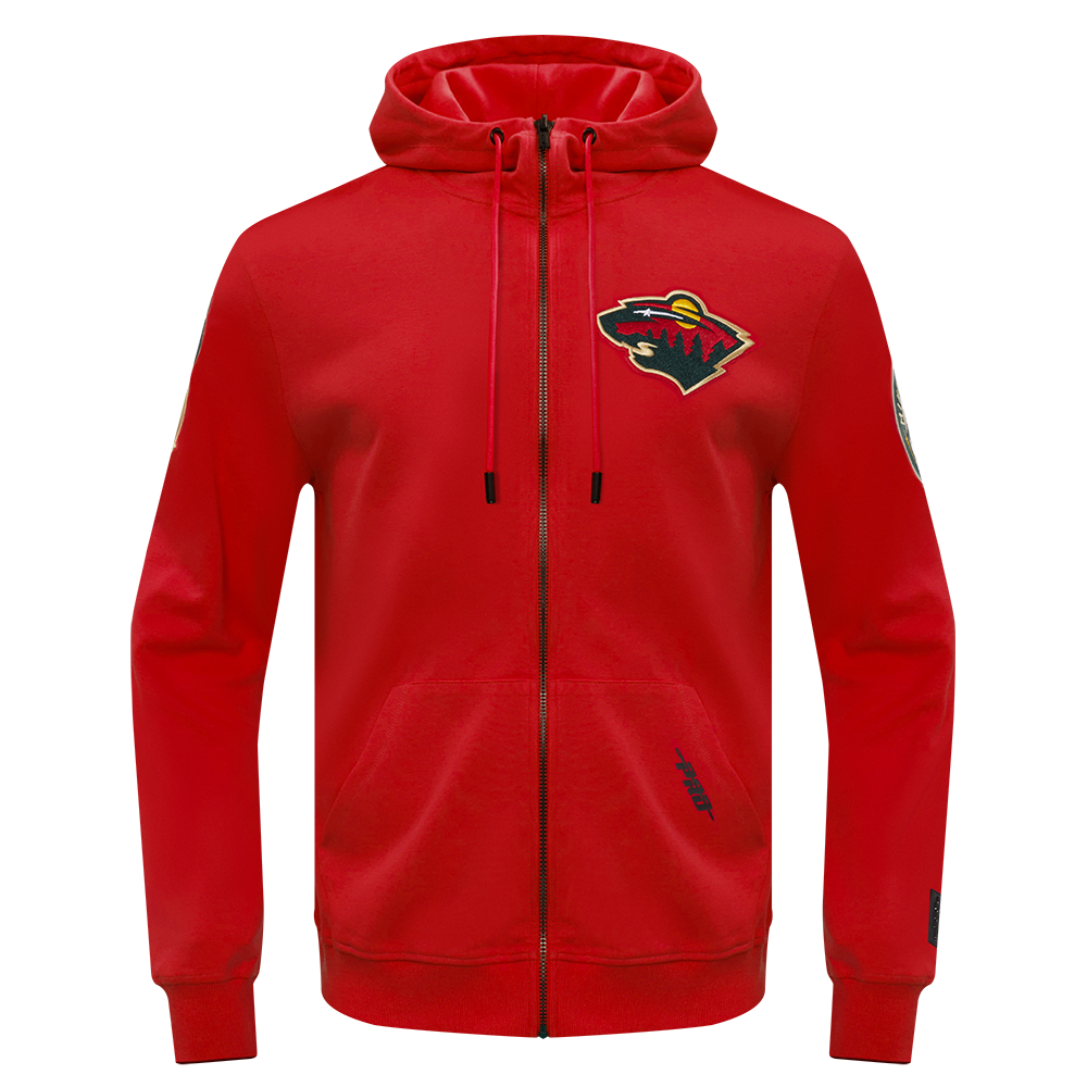 NHL MINNESOTA WILD CLASSIC CHENILLE MEN'S DK FZ PO HOODIE (RED)