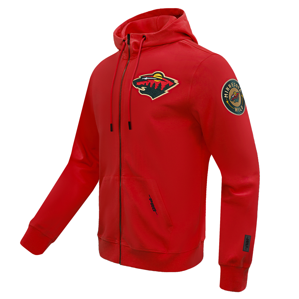 NHL MINNESOTA WILD CLASSIC CHENILLE MEN'S DK FZ PO HOODIE (RED)