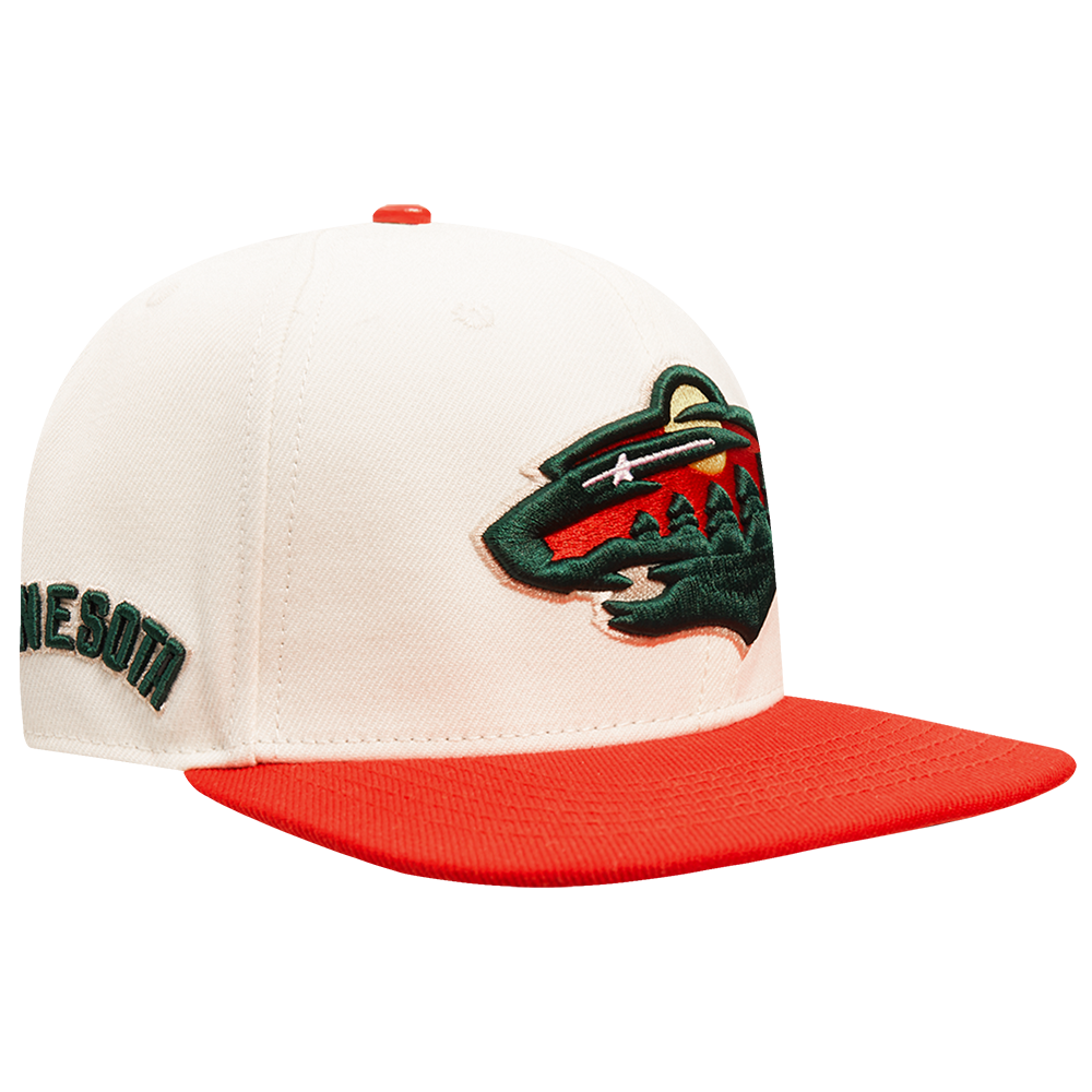 NHL MINNESOTA WILD RETRO CLASSIC UNISEX PRIMARY LOGO WOOL SNAPBACK HAT (EGGSHELL)