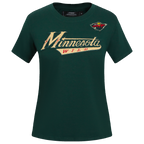 NHL MINNESOTA WILD CLASSIC T-SHIRT AJUSTÉ EN JERSEY SIMPLE POUR FEMME (VERT FORÊT)