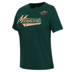 NHL MINNESOTA WILD CLASSIC T-SHIRT AJUSTÉ EN JERSEY SIMPLE POUR FEMME (VERT FORÊT)