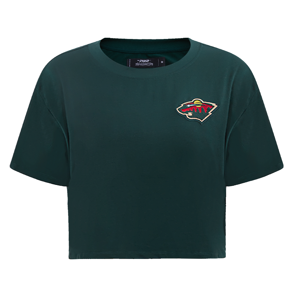 NHL MINNESOTA WILD CLASSIC T-SHIRT EN JERSEY SIMPLE À COUPE CARRÉE POUR FEMME (VERT FORÊT)