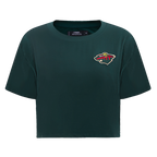 NHL MINNESOTA WILD CLASSIC T-SHIRT EN JERSEY SIMPLE À COUPE CARRÉE POUR FEMME (VERT FORÊT)