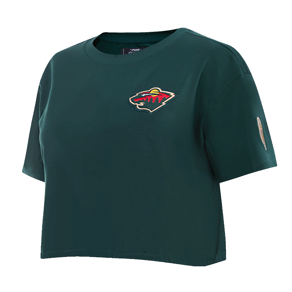NHL MINNESOTA WILD CLASSIC T-SHIRT EN JERSEY SIMPLE À COUPE CARRÉE POUR FEMME (VERT FORÊT)