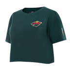 NHL MINNESOTA WILD CLASSIC T-SHIRT EN JERSEY SIMPLE À COUPE CARRÉE POUR FEMME (VERT FORÊT)