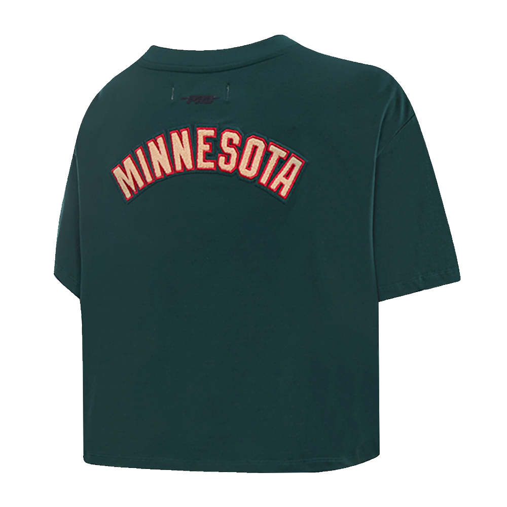 NHL MINNESOTA WILD CLASSIC T-SHIRT EN JERSEY SIMPLE À COUPE CARRÉE POUR FEMME (VERT FORÊT)