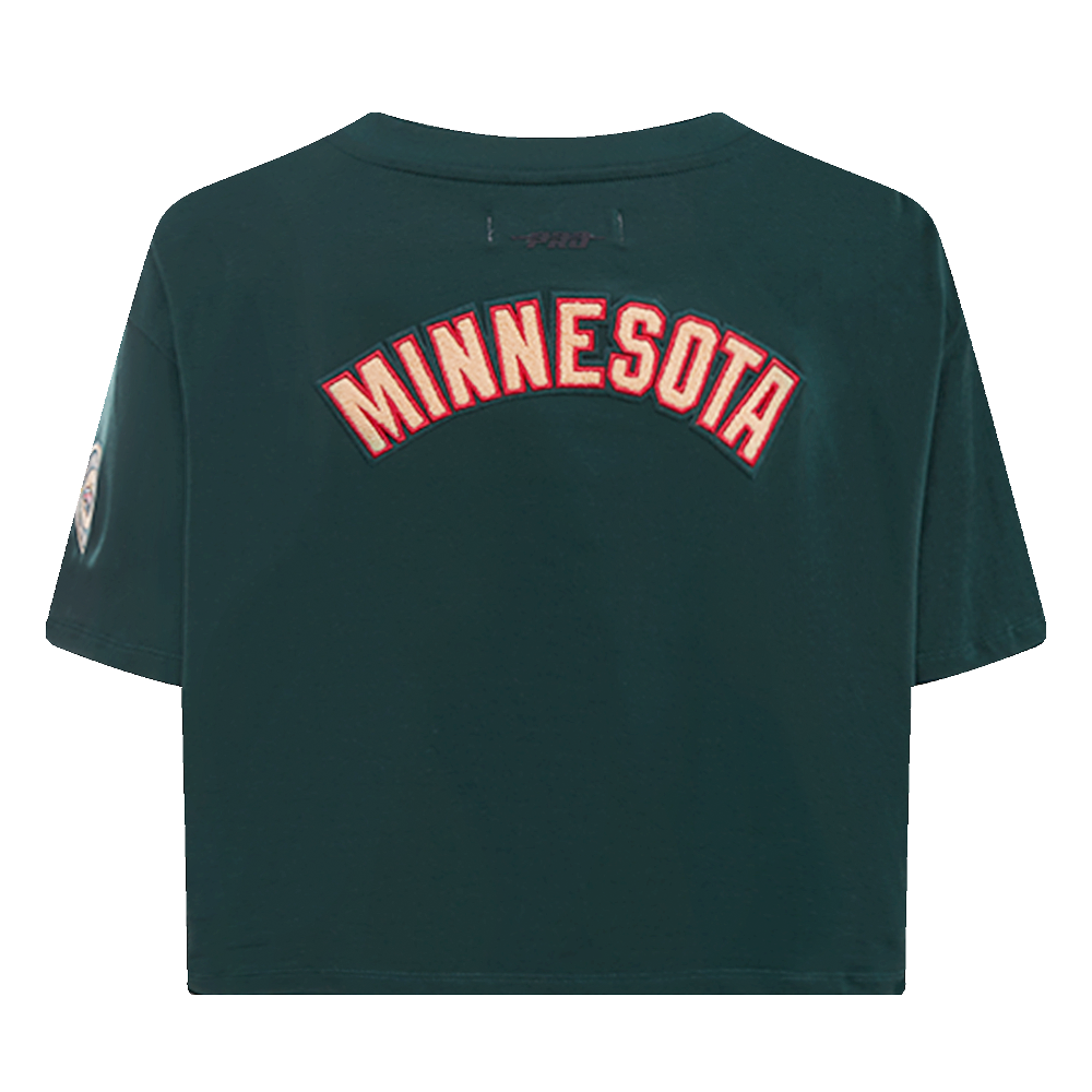 NHL MINNESOTA WILD CLASSIC T-SHIRT EN JERSEY SIMPLE À COUPE CARRÉE POUR FEMME (VERT FORÊT)