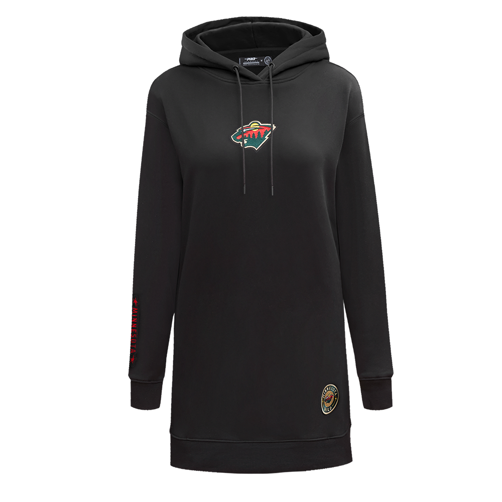 NHL MINNESOTA WILD CLASSIC WOMEN'S FLEECE HOODIE DRESS (BLACK)