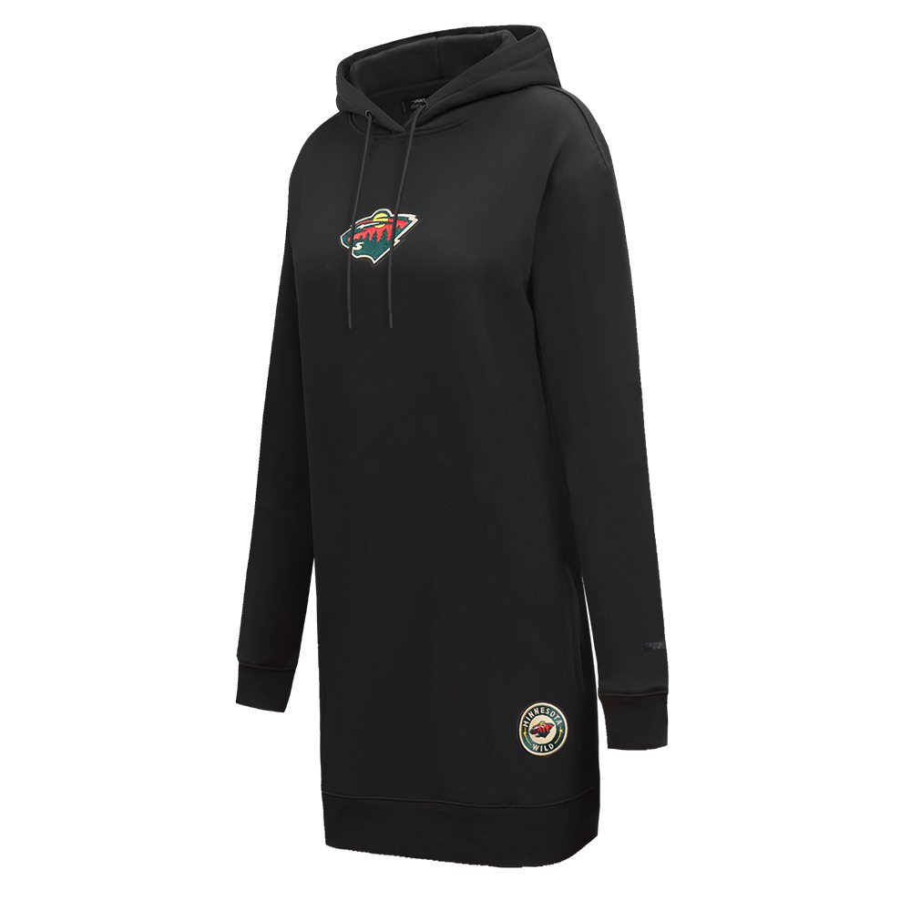 NHL MINNESOTA WILD CLASSIC WOMEN'S FLEECE HOODIE DRESS (BLACK)
