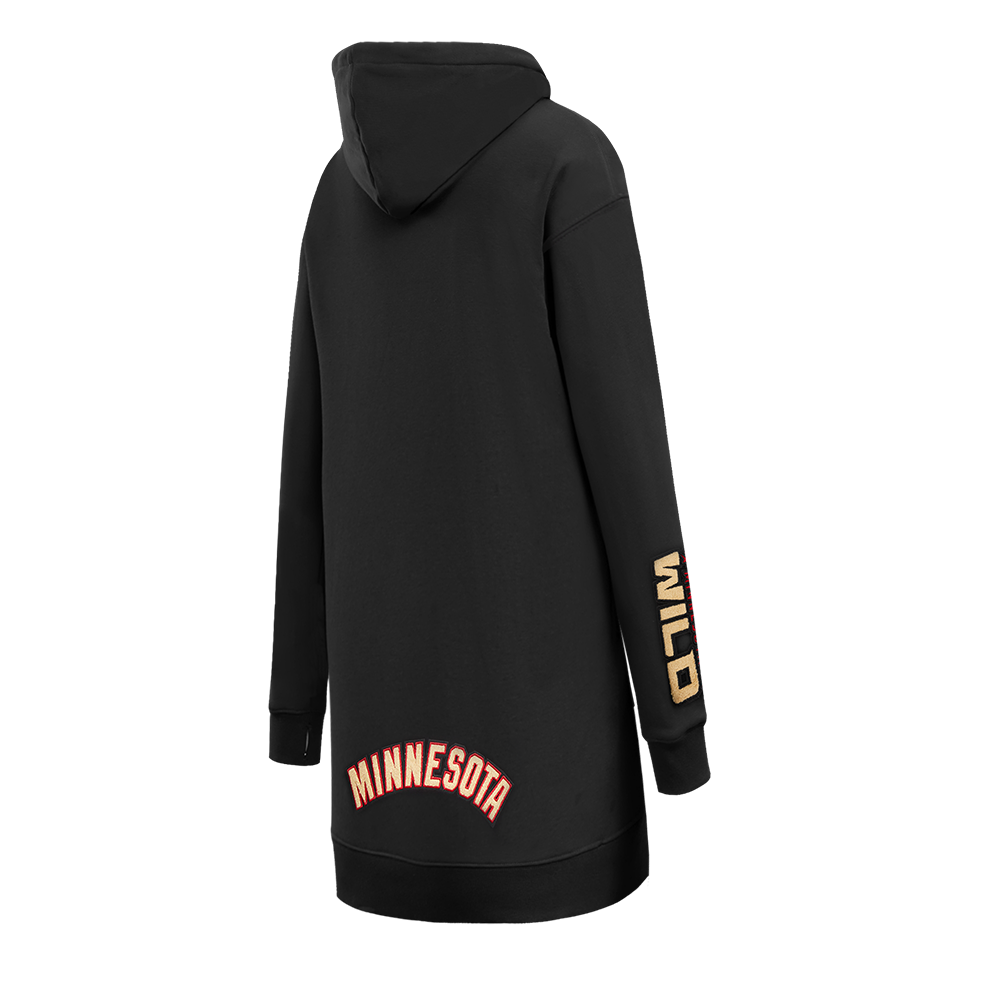 NHL MINNESOTA WILD CLASSIC WOMEN'S FLEECE HOODIE DRESS (BLACK)