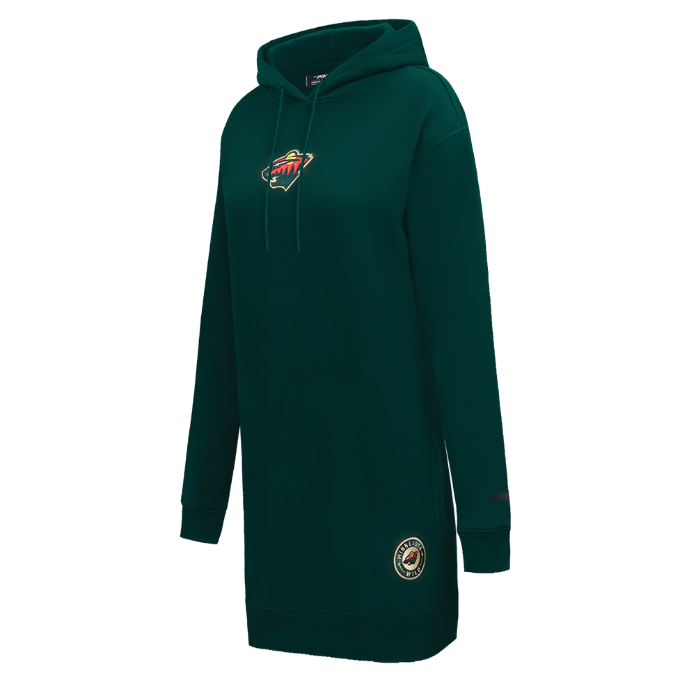 NHL MINNESOTA WILD CLASSIC WOMEN'S FLEECE HOODIE DRESS (FOREST GREEN)