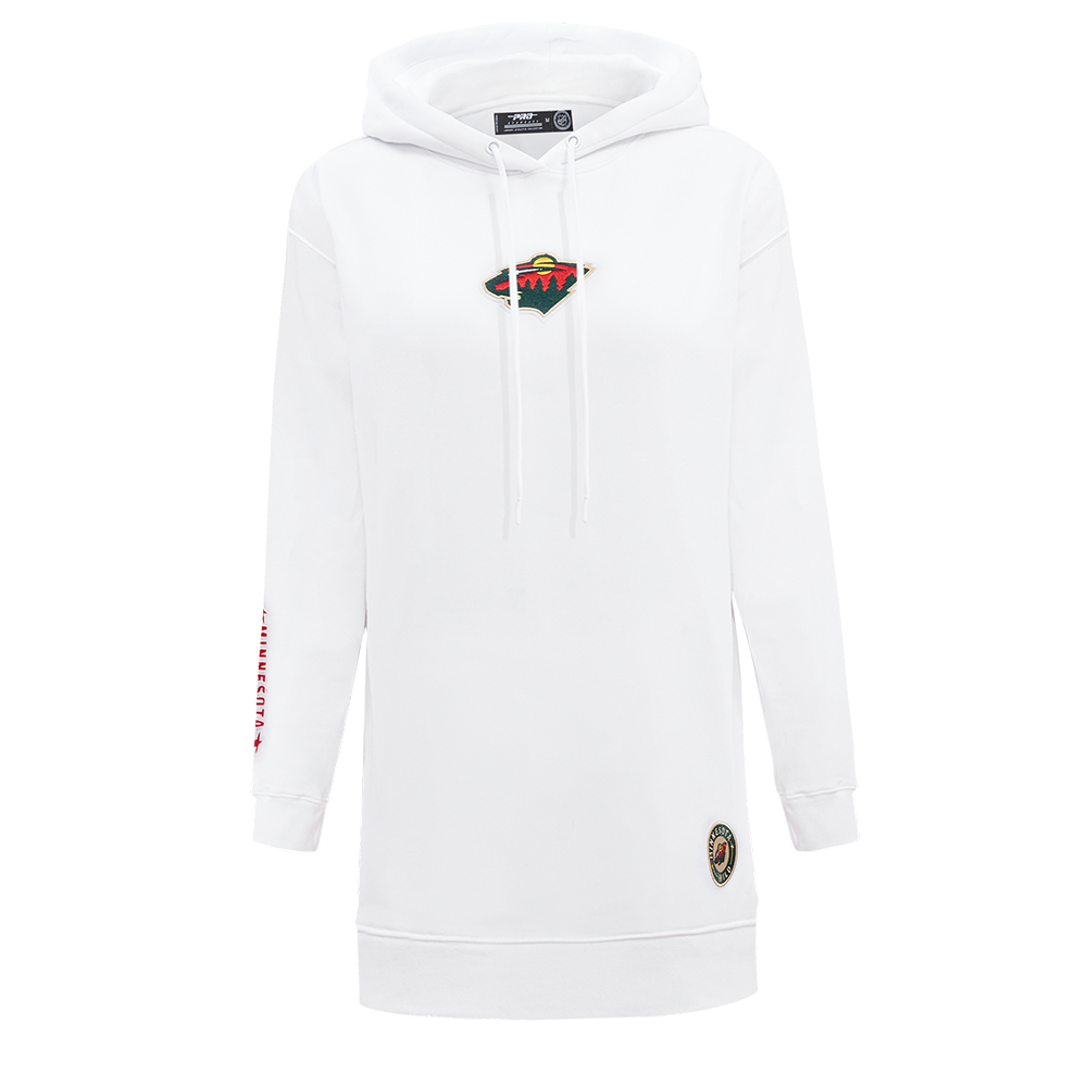 NHL MINNESOTA WILD CLASSIC WOMEN'S FLEECE HOODIE DRESS (WHITE)