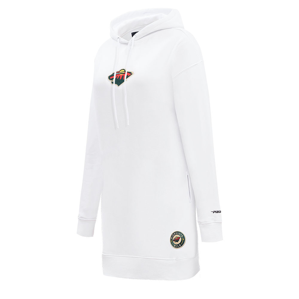 NHL MINNESOTA WILD CLASSIC WOMEN'S FLEECE HOODIE DRESS (WHITE)