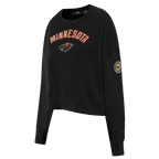 NHL MINNESOTA WILD CLASSIC WOMEN'S FLEECE CREWNECK (BLACK)