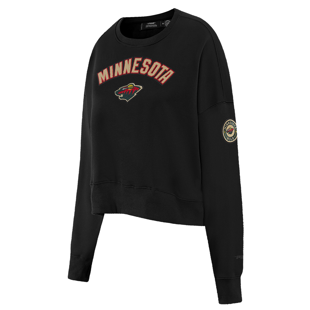 NHL MINNESOTA WILD CLASSIC WOMEN'S FLEECE CREWNECK (BLACK)