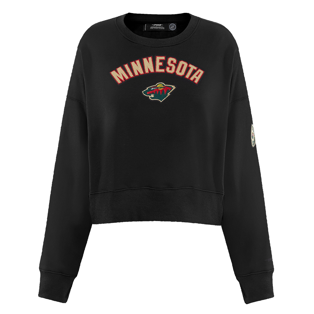 NHL MINNESOTA WILD CLASSIC WOMEN'S FLEECE CREWNECK (BLACK)