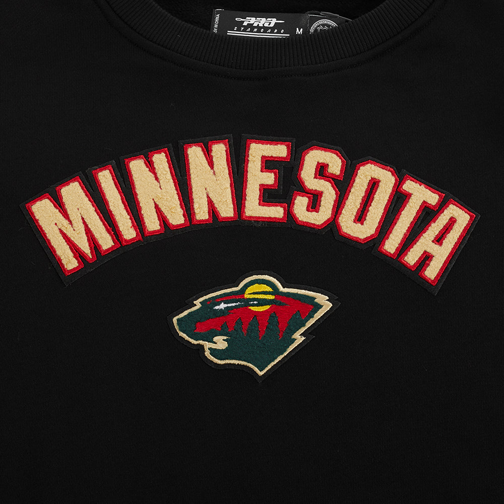 NHL MINNESOTA WILD CLASSIC WOMEN'S FLEECE CREWNECK (BLACK)