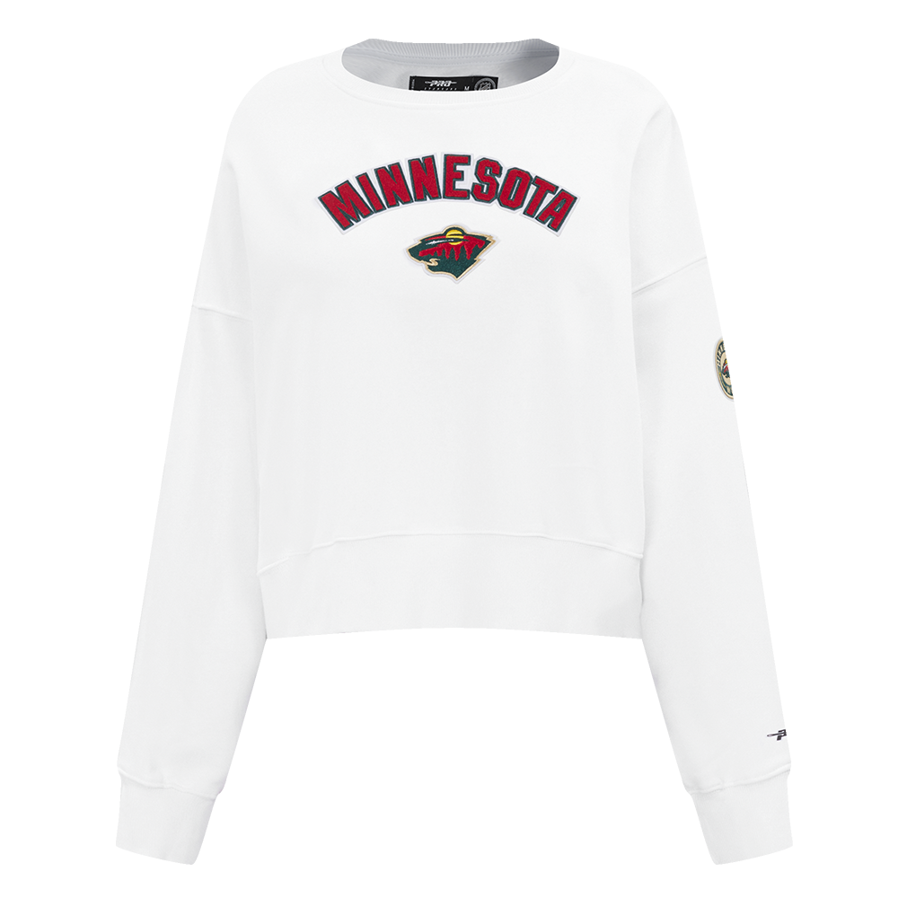 NHL MINNESOTA WILD CLASSIC WOMEN'S FLEECE CREWNECK (WHITE)