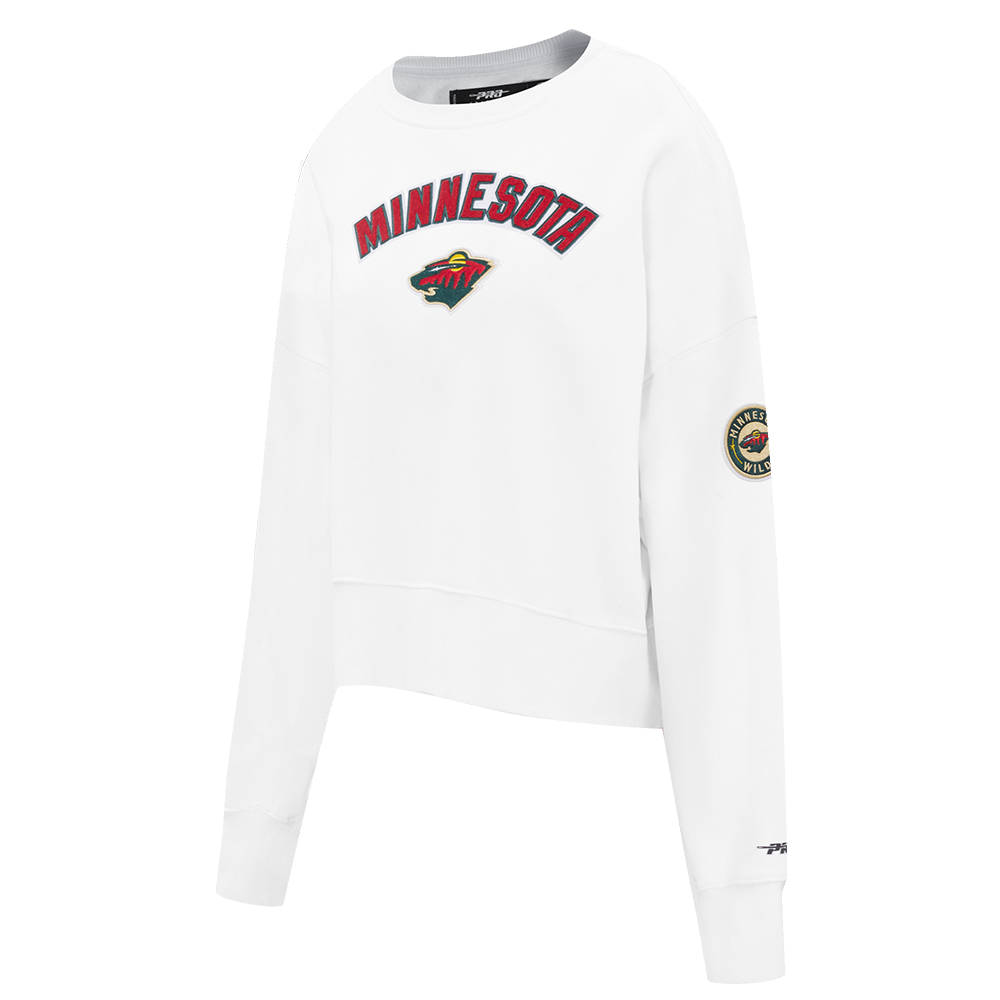 NHL MINNESOTA WILD CLASSIC WOMEN'S FLEECE CREWNECK (WHITE)