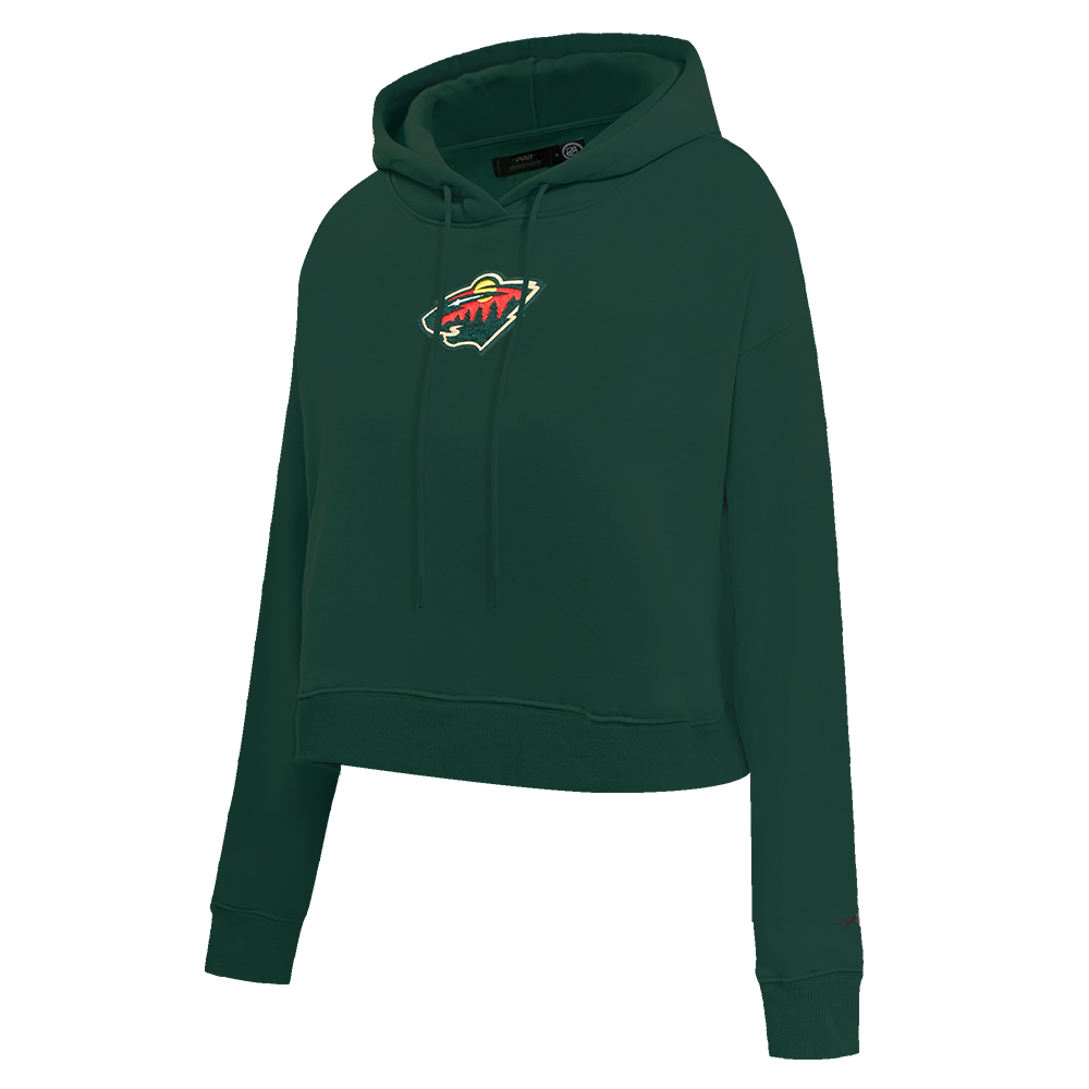 NHL MINNESOTA WILD CLASSIC WOMEN'S CROPPED FLEECE PULLOVER HOODIE (FOREST GREEN)