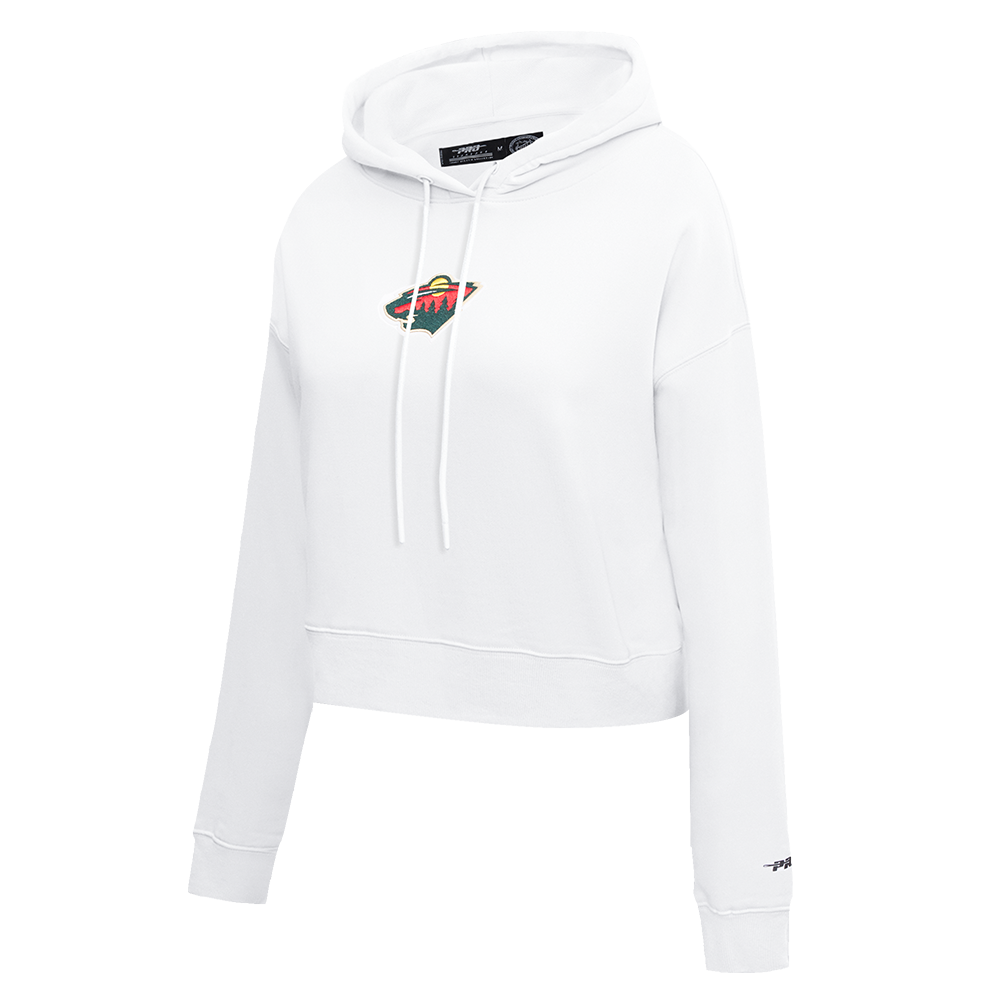 NHL MINNESOTA WILD CLASSIC WOMEN'S CROPPED FLEECE PULLOVER HOODIE (WHITE)