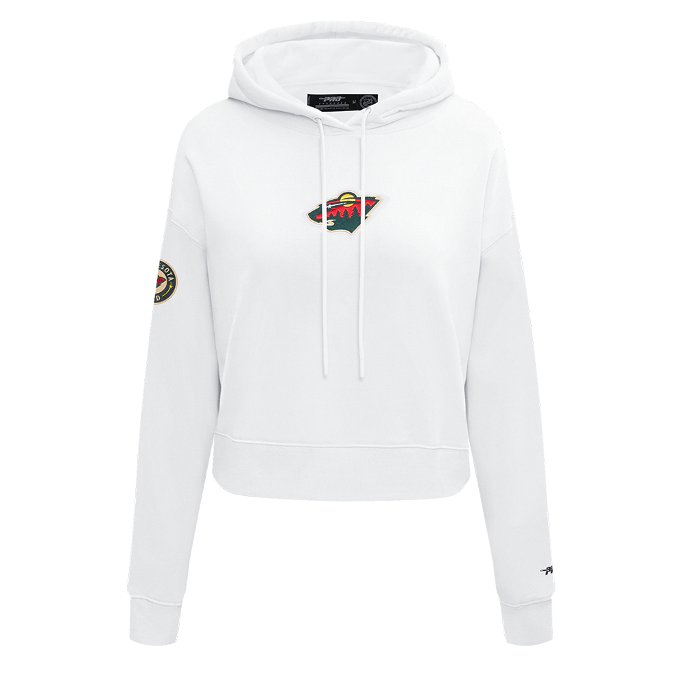 NHL MINNESOTA WILD CLASSIC WOMEN'S CROPPED FLEECE PULLOVER HOODIE (WHITE)