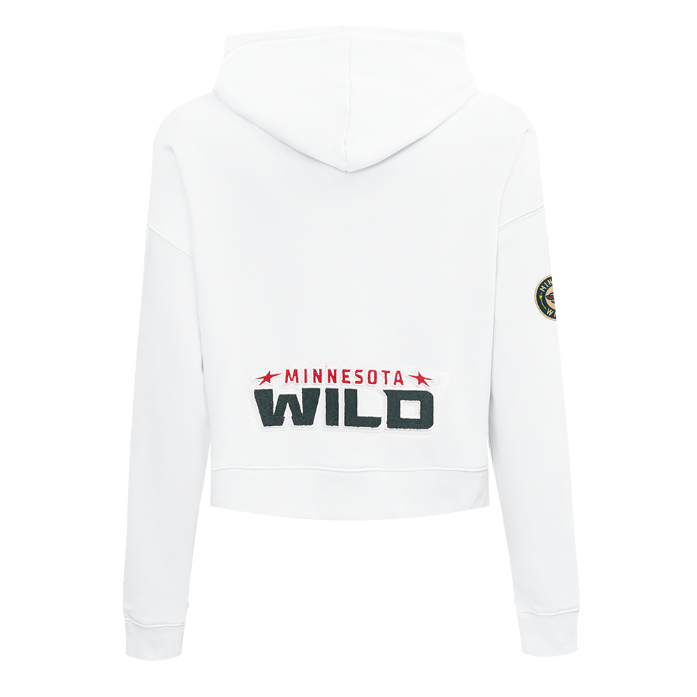 NHL MINNESOTA WILD CLASSIC WOMEN'S CROPPED FLEECE PULLOVER HOODIE (WHITE)