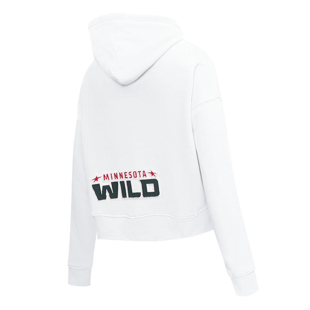 NHL MINNESOTA WILD CLASSIC WOMEN'S CROPPED FLEECE PULLOVER HOODIE (WHITE)