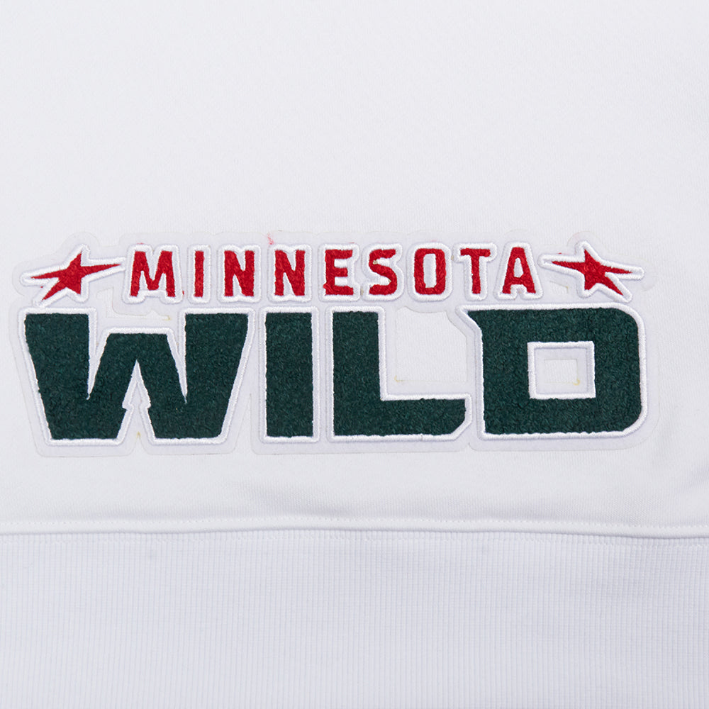 NHL MINNESOTA WILD CLASSIC WOMEN'S CROPPED FLEECE PULLOVER HOODIE (WHITE)
