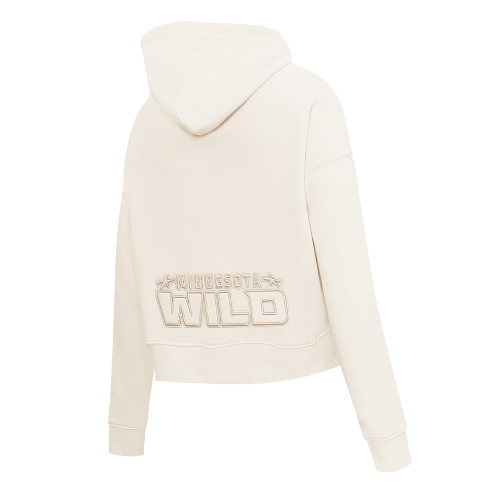 NHL MINNESOTA WILD NEUTRAL WOMEN'S CROPPED PULLOVER HOODIE (EGGSHELL)