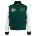 NHL MINNESOTA WILD CLASSIC WOMEN'S WOOL VARSITY JACKET (FOREST GREEN/WHITE)