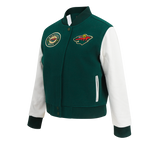 NHL MINNESOTA WILD CLASSIC WOMEN'S WOOL VARSITY JACKET (FOREST GREEN/WHITE)
