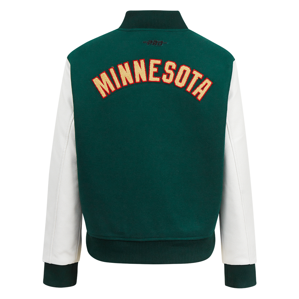 NHL MINNESOTA WILD CLASSIC WOMEN'S WOOL VARSITY JACKET (FOREST GREEN/WHITE)