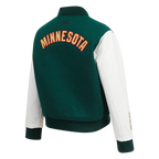 NHL MINNESOTA WILD CLASSIC WOMEN'S WOOL VARSITY JACKET (FOREST GREEN/WHITE)