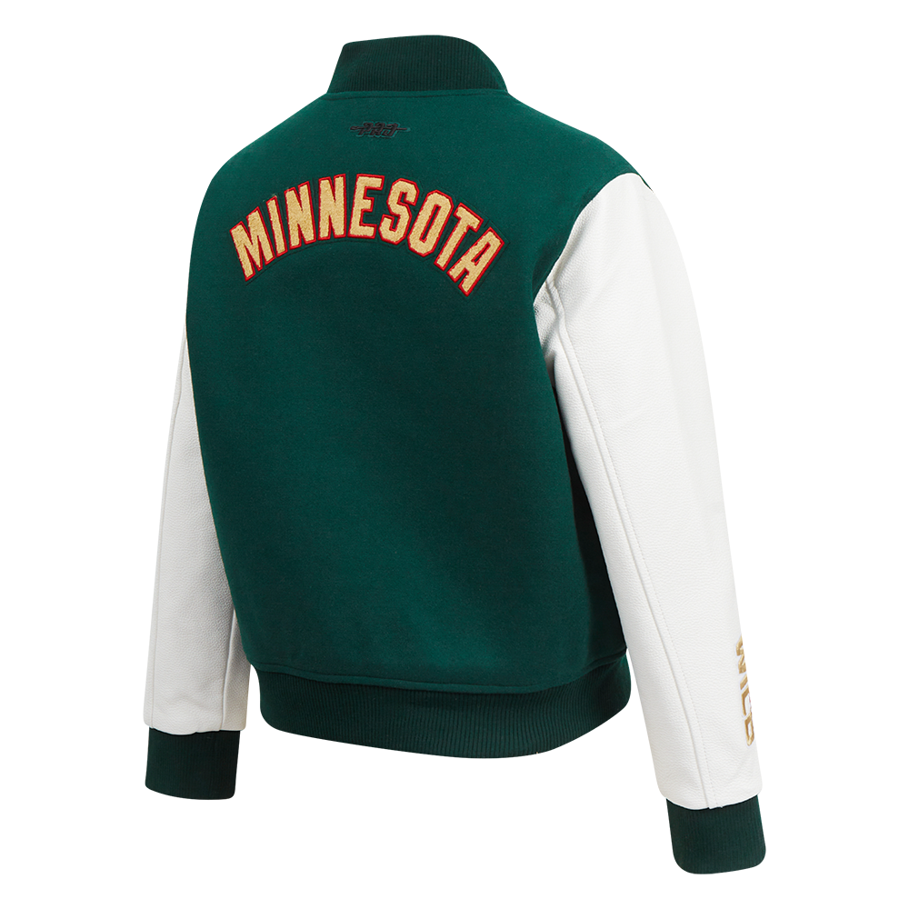 NHL MINNESOTA WILD CLASSIC WOMEN'S WOOL VARSITY JACKET (FOREST GREEN/WHITE)