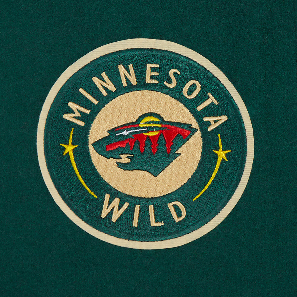 NHL MINNESOTA WILD CLASSIC WOMEN'S WOOL VARSITY JACKET (FOREST GREEN/WHITE)