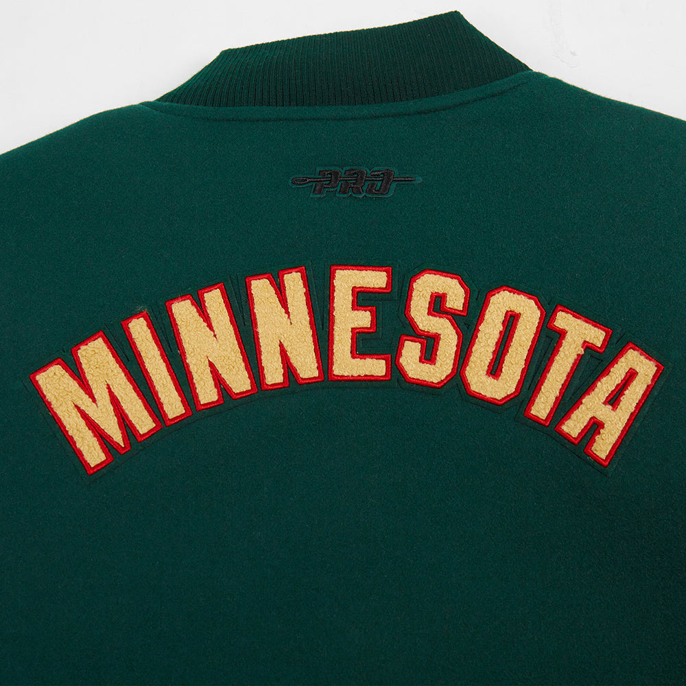 NHL MINNESOTA WILD CLASSIC WOMEN'S WOOL VARSITY JACKET (FOREST GREEN/WHITE)