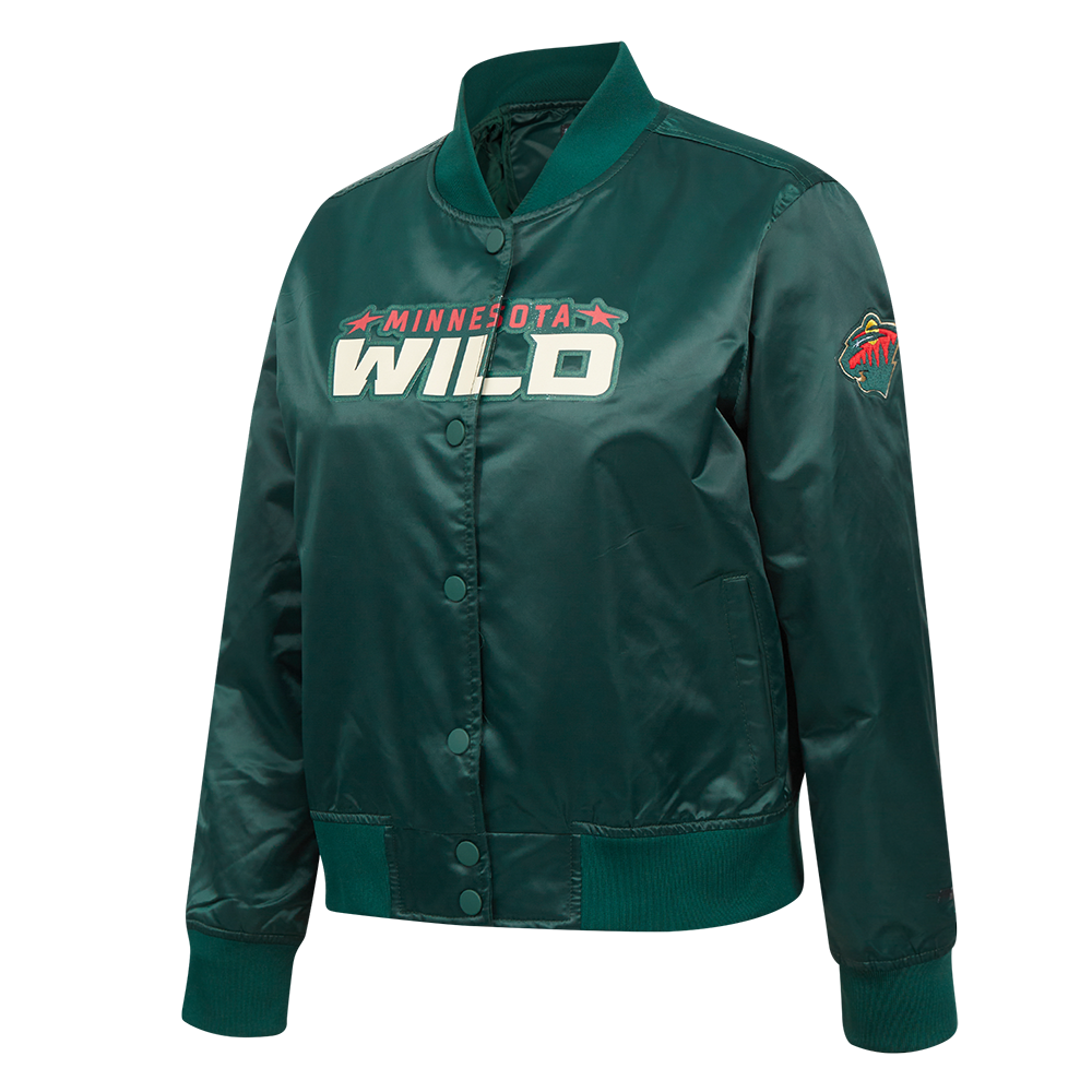 NHL MINNESOTA WILD CLASSIC BLOUSON EN SATIN POUR FEMME (VERT FORÊT)