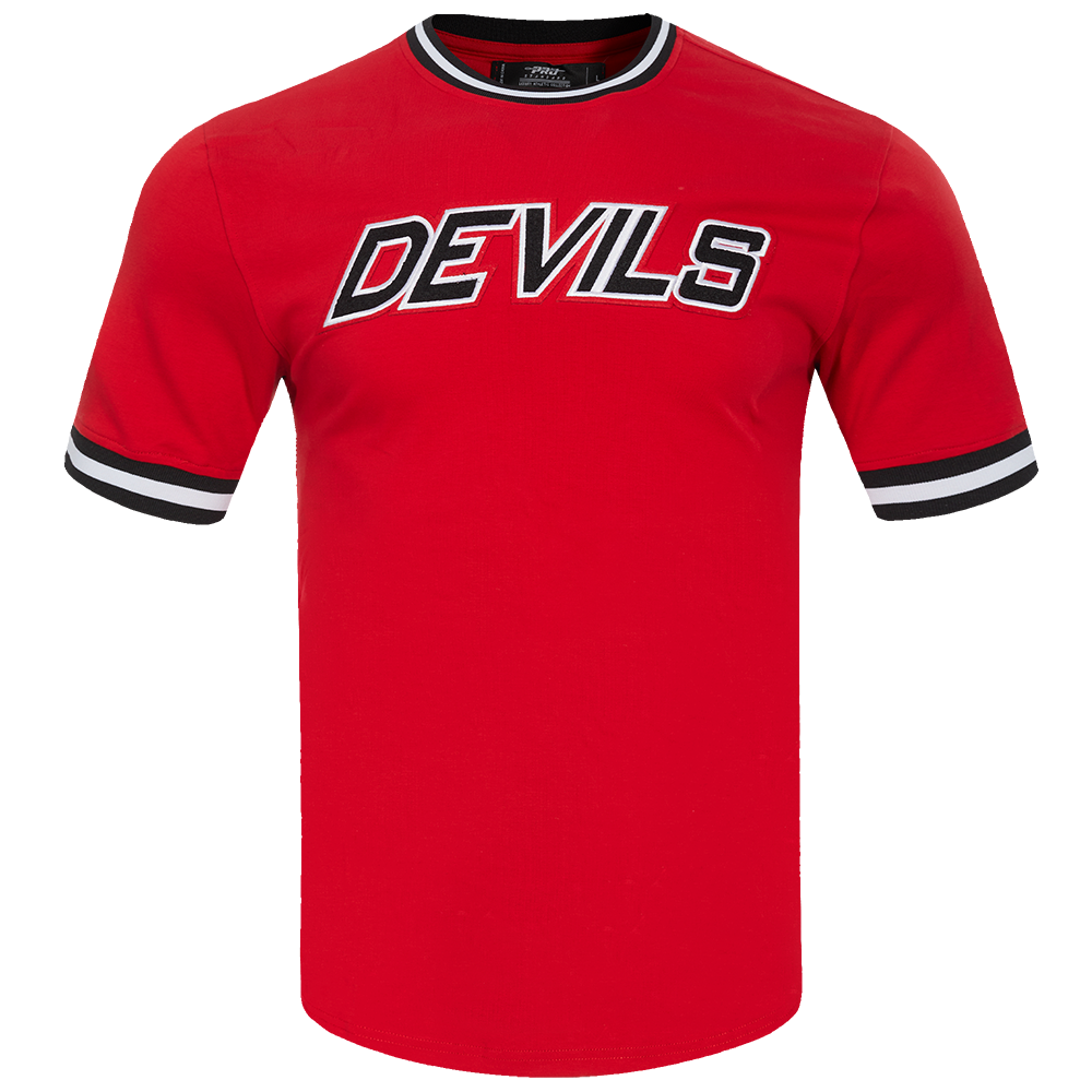 NHL NEW JERSEY DEVILS CLASSIC CHENILLE T-SHIRT EN MAILLE DOUBLE POUR HOMME (ROUGE/NOIR)