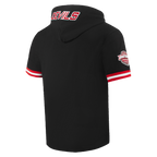 NHL NEW JERSEY DEVILS CLASSIC CHENILLE CHANDAIL À CAPUCHON EN MAILLE DOUBLE À MANCHES COURTES POUR HOMME (NOIR/ROUGE)