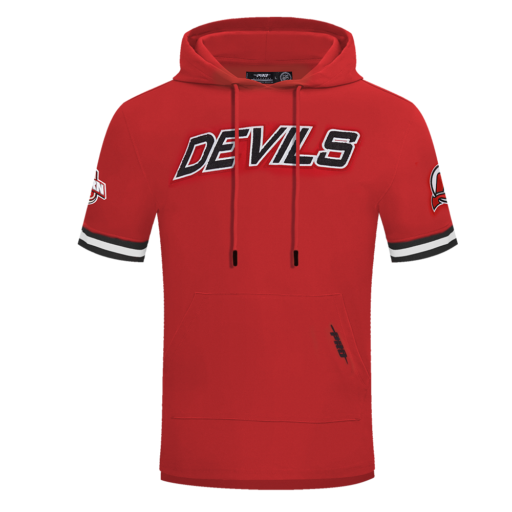 NHL NEW JERSEY DEVILS CLASSIC CHENILLE MEN'S DK SS PO HOODIE (RED/BLACK)