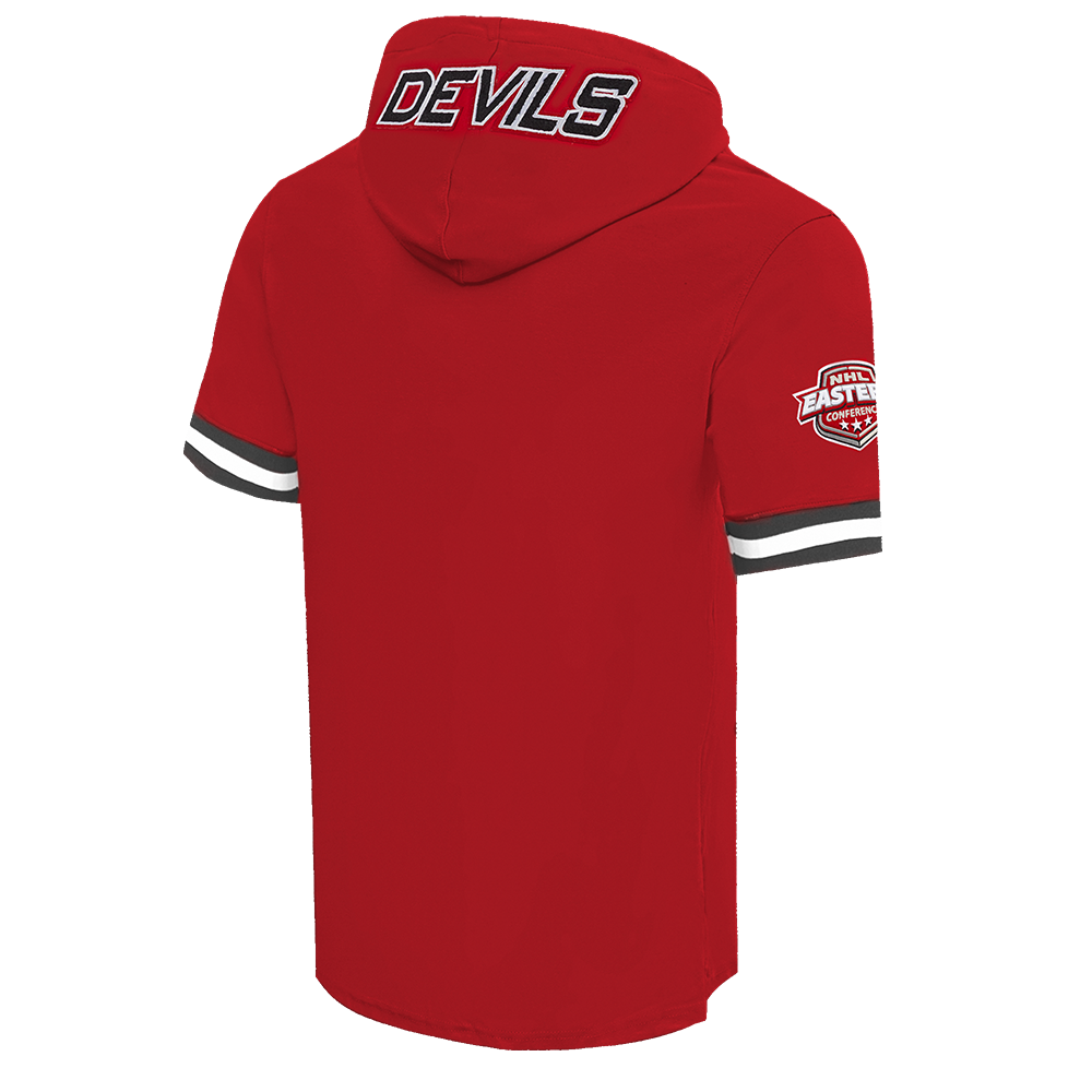 NHL NEW JERSEY DEVILS CLASSIC CHENILLE MEN'S DK SS PO HOODIE (RED/BLACK)